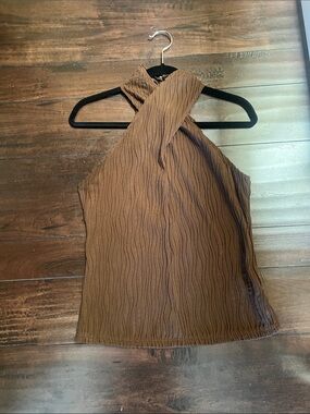 Brown Textured Halter Top